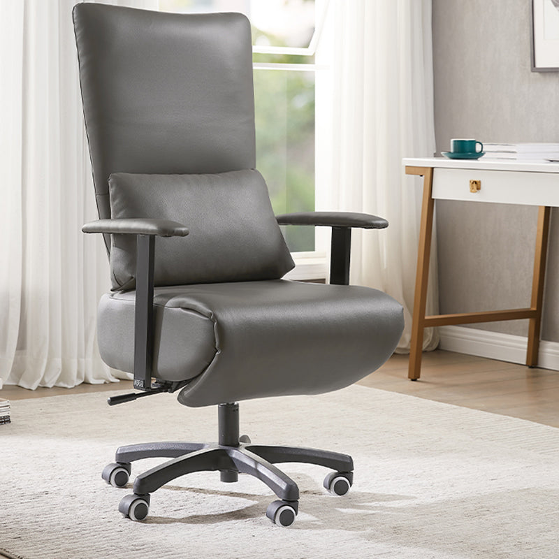Modern Office Chair Swivel Arm Accent High-Back Leather Chair Grey 1 Piece Clearhalo 'furn' 'furn_office_chair' 'Furniture' 'Office Chairs' 'Office Furniture' 'office_chair' 5820941