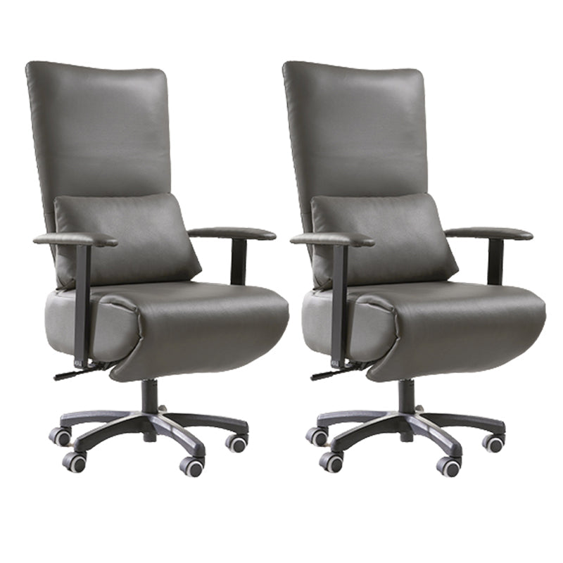 Modern Office Chair Swivel Arm Accent High-Back Leather Chair Light Gray 2 Piece Set Clearhalo 'furn' 'furn_office_chair' 'Furniture' 'Office Chairs' 'Office Furniture' 'office_chair' 5820942
