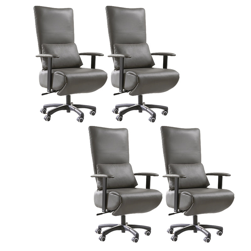 Modern Office Chair Swivel Arm Accent High-Back Leather Chair Light Gray 4 Piece Set Clearhalo 'furn' 'furn_office_chair' 'Furniture' 'Office Chairs' 'Office Furniture' 'office_chair' 5820950