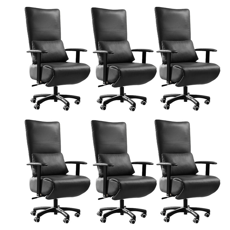 Modern Office Chair Swivel Arm Accent High-Back Leather Chair Black 6 Piece Set Clearhalo 'furn' 'furn_office_chair' 'Furniture' 'Office Chairs' 'Office Furniture' 'office_chair' 5820953