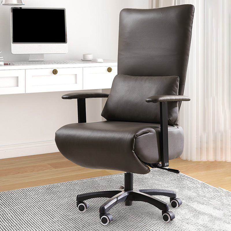 Modern Office Chair Swivel Arm Accent High-Back Leather Chair Clearhalo 'furn' 'furn_office_chair' 'Furniture' 'Office Chairs' 'Office Furniture' 'office_chair' 5820954