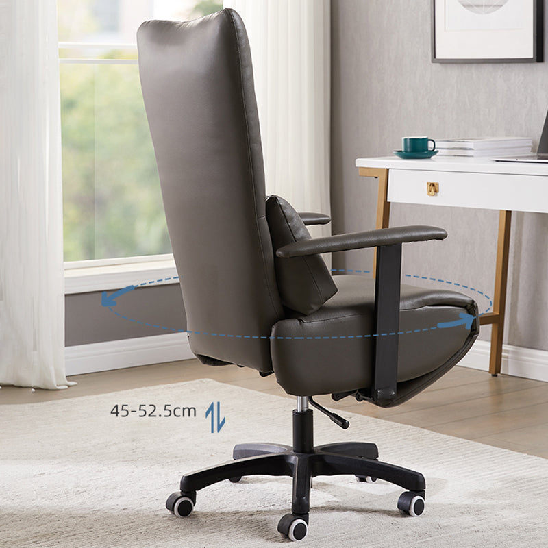 Modern Office Chair Swivel Arm Accent High-Back Leather Chair Clearhalo 'furn' 'furn_office_chair' 'Furniture' 'Office Chairs' 'Office Furniture' 'office_chair' 5820956