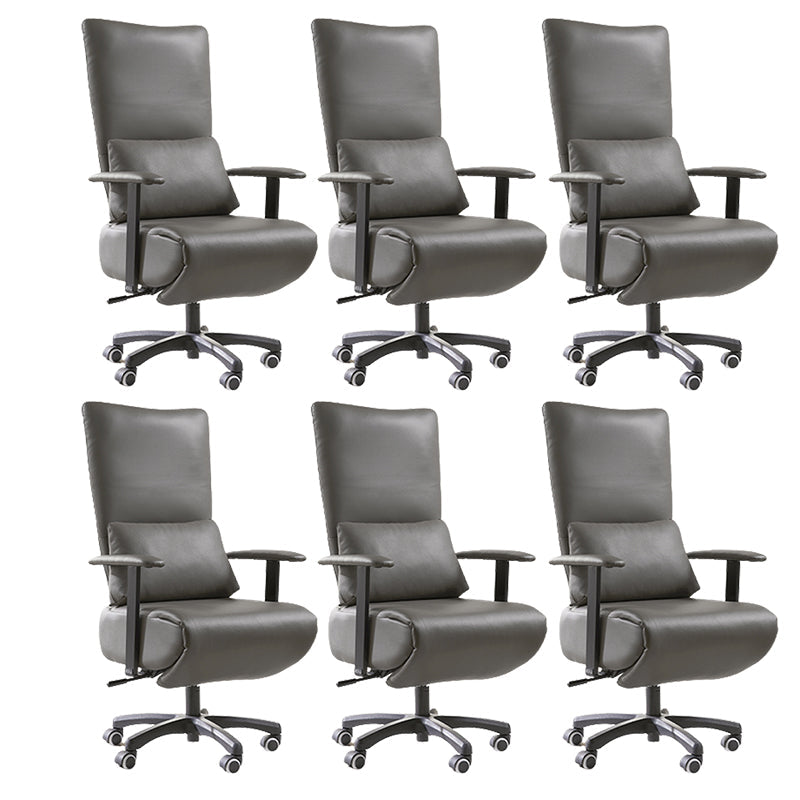 Modern Office Chair Swivel Arm Accent High-Back Leather Chair Light Gray 6 Piece Set Clearhalo 'furn' 'furn_office_chair' 'Furniture' 'Office Chairs' 'Office Furniture' 'office_chair' 5820957