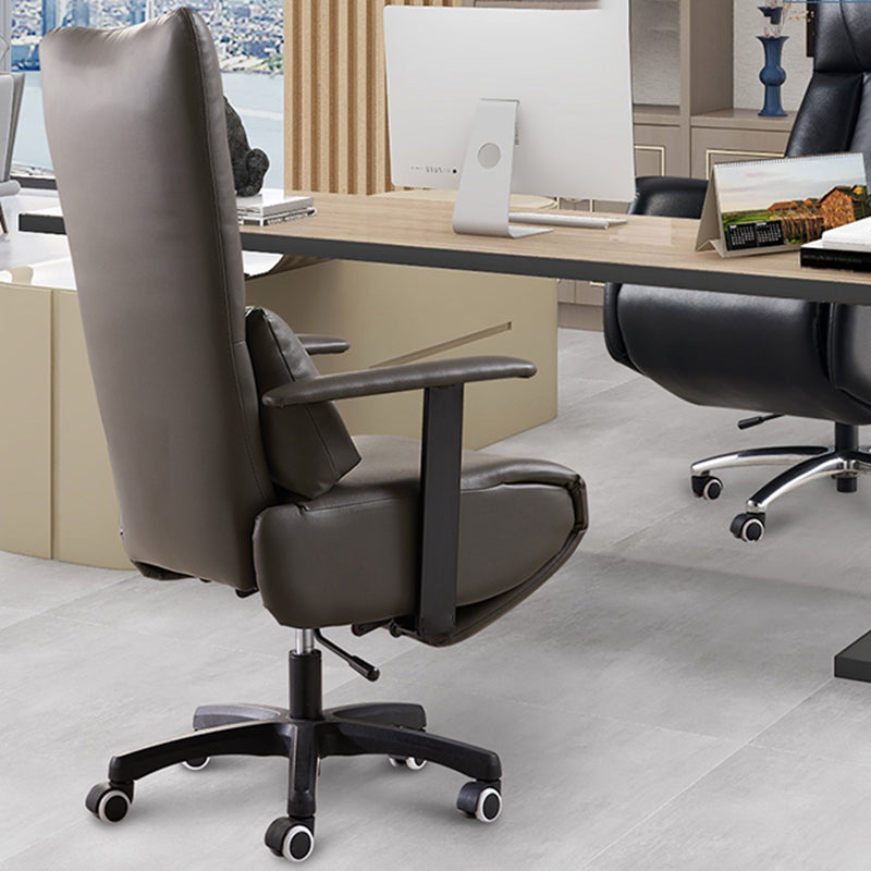 Modern Office Chair Swivel Arm Accent High-Back Leather Chair Clearhalo 'furn' 'furn_office_chair' 'Furniture' 'Office Chairs' 'Office Furniture' 'office_chair' 5820960