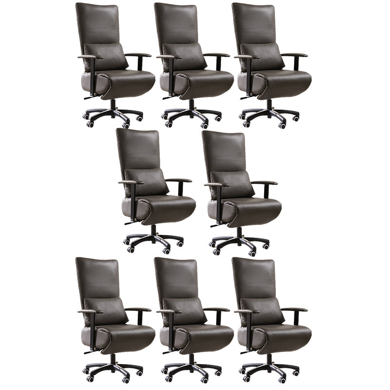 Modern Office Chair Swivel Arm Accent High-Back Leather Chair 8 Piece Set Clearhalo 'furn' 'furn_office_chair' 'Furniture' 'Office Chairs' 'Office Furniture' 'office_chair' 5820962