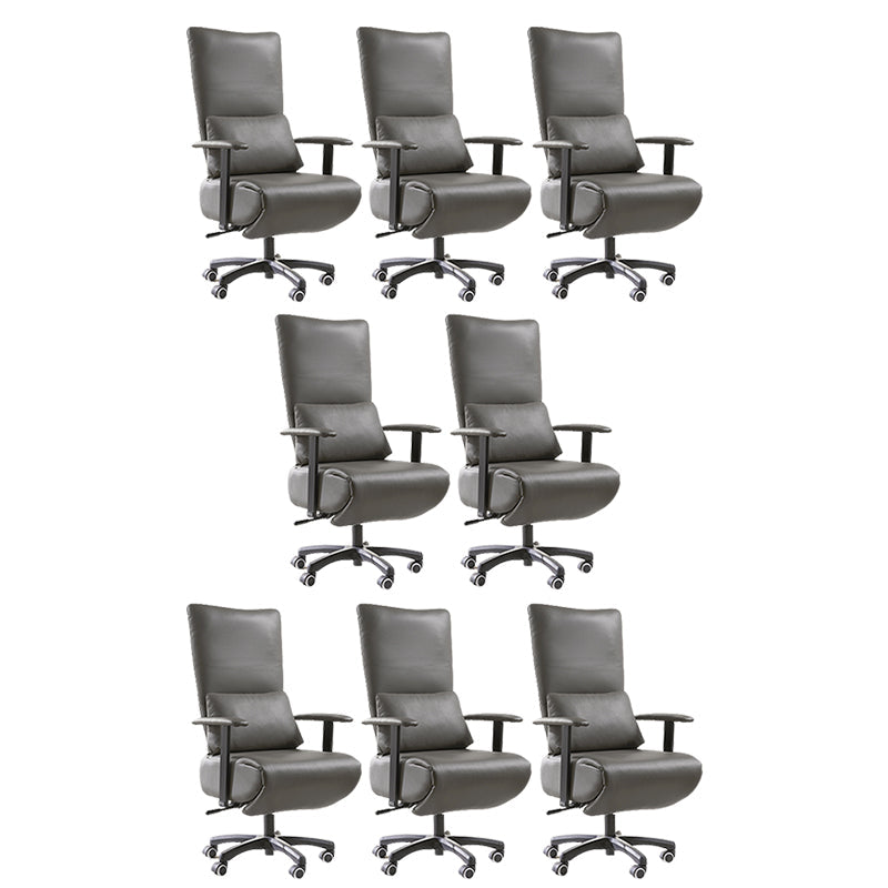 Modern Office Chair Swivel Arm Accent High-Back Leather Chair Light Gray 8 Piece Set Clearhalo 'furn' 'furn_office_chair' 'Furniture' 'Office Chairs' 'Office Furniture' 'office_chair' 5820963