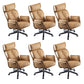 Modern Slide High Back Office Chai Brown Leather Office Chair 6 Piece Set Without Footrest Clearhalo 'furn' 'furn_office_chair' 'Furniture' 'Office Chairs' 'Office Furniture' 'office_chair' 5821000
