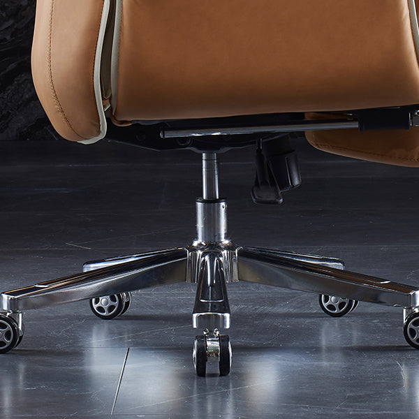 Modern Slide High Back Office Chai Brown Leather Office Chair Clearhalo 'furn' 'furn_office_chair' 'Furniture' 'Office Chairs' 'Office Furniture' 'office_chair' 5821002