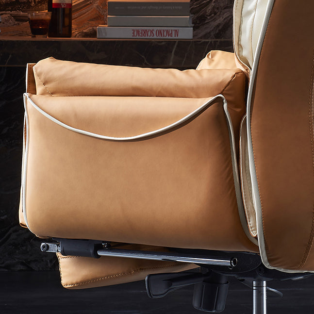 Modern Slide High Back Office Chai Brown Leather Office Chair Clearhalo 'furn' 'furn_office_chair' 'Furniture' 'Office Chairs' 'Office Furniture' 'office_chair' 5821005