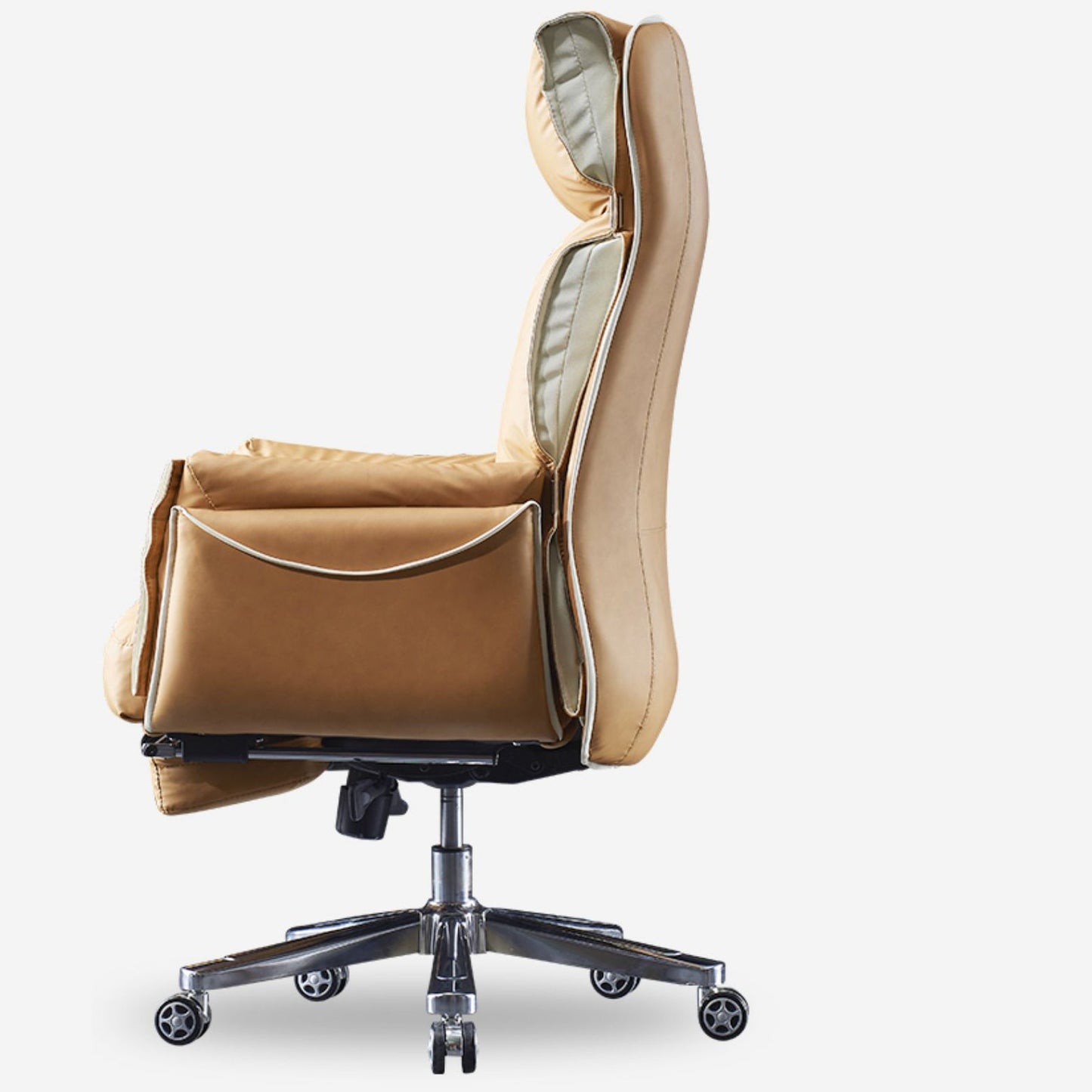 Modern Slide High Back Office Chai Brown Leather Office Chair Clearhalo 'furn' 'furn_office_chair' 'Furniture' 'Office Chairs' 'Office Furniture' 'office_chair' 5821006
