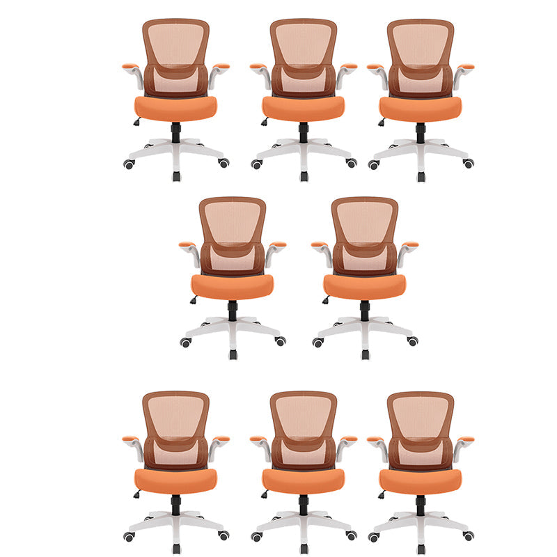 Sedia moderna sedia a maglia sedia a metà schiena con ruote in grigio/arancione/nero