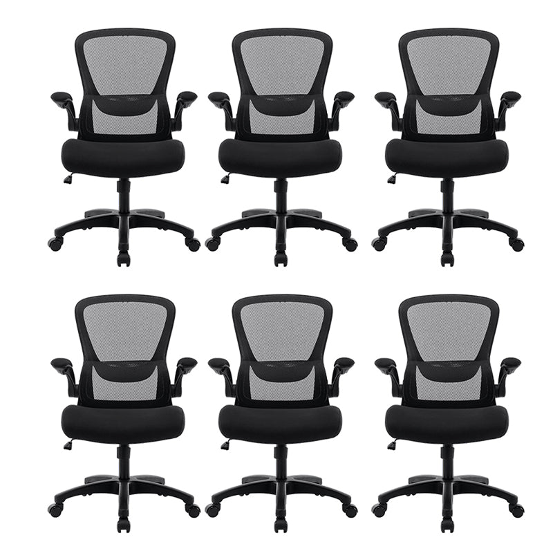 Sedia moderna sedia a maglia sedia a metà schiena con ruote in grigio/arancione/nero