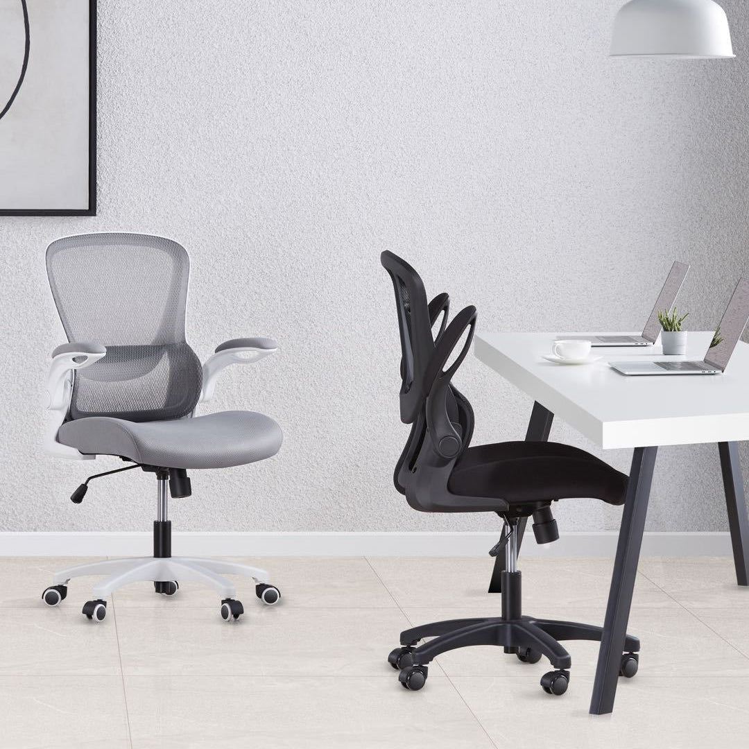 Sedia moderna sedia a maglia sedia a metà schiena con ruote in grigio/arancione/nero