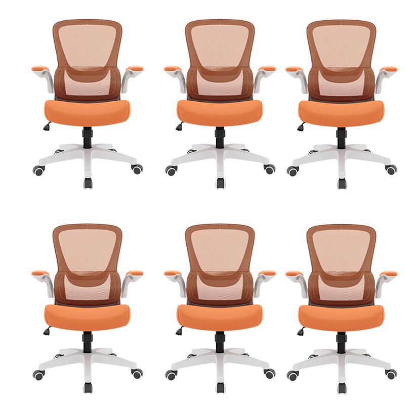 Sedia moderna sedia a maglia sedia a metà schiena con ruote in grigio/arancione/nero