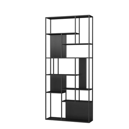 Modern Iron Geometric Shelf Living Room 78.74" Height Bookshelf Black Clearhalo 'Bookcases' 'furn' 'furn_bookcases' 'Furniture' 'Office Furniture' 5821119