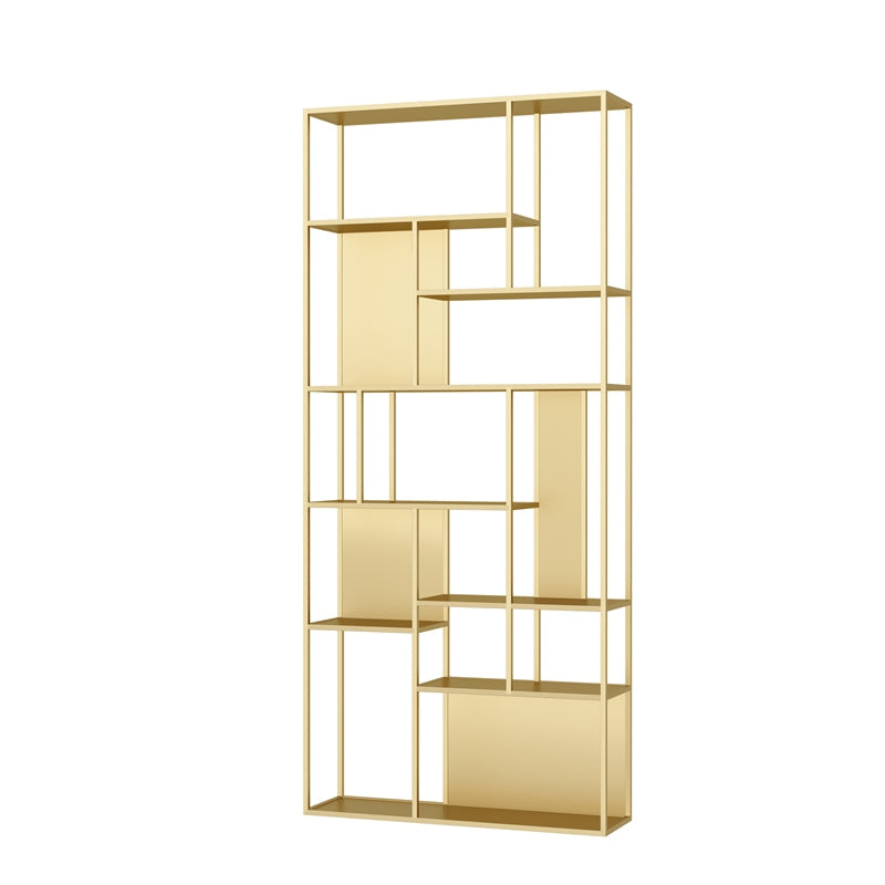 Modern Iron Geometric Shelf Living Room 78.74" Height Bookshelf Gold Clearhalo 'Bookcases' 'furn' 'furn_bookcases' 'Furniture' 'Office Furniture' 5821120