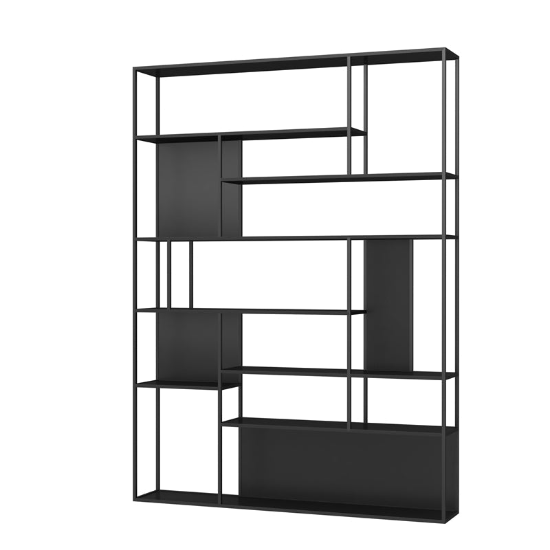 Modern Iron Geometric Shelf Living Room 78.74" Height Bookshelf 59.1"L x 9.8"W x 78.7"H Black Clearhalo 'Bookcases' 'furn' 'furn_bookcases' 'Furniture' 'Office Furniture' 5821126