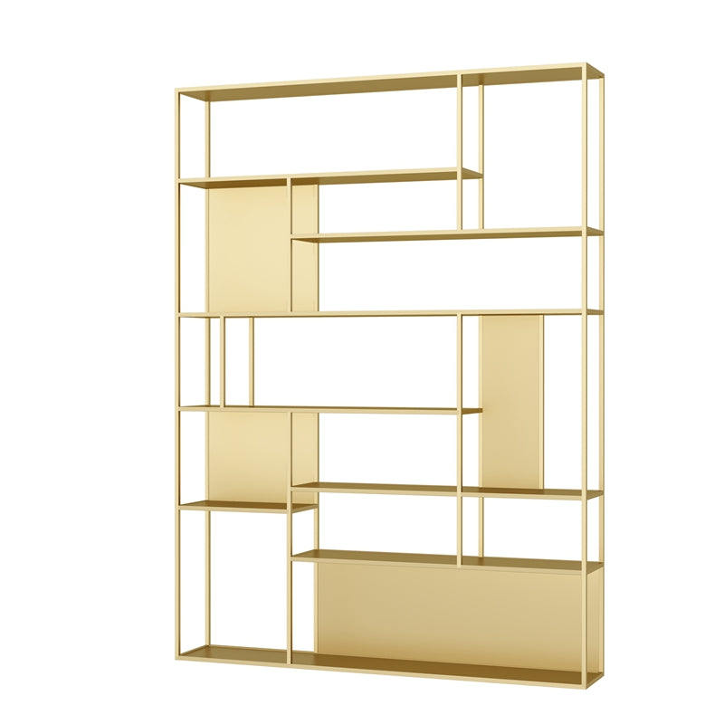 Modern Iron Geometric Shelf Living Room 78.74" Height Bookshelf 59.1"L x 9.8"W x 78.7"H Gold Clearhalo 'Bookcases' 'furn' 'furn_bookcases' 'Furniture' 'Office Furniture' 5821128
