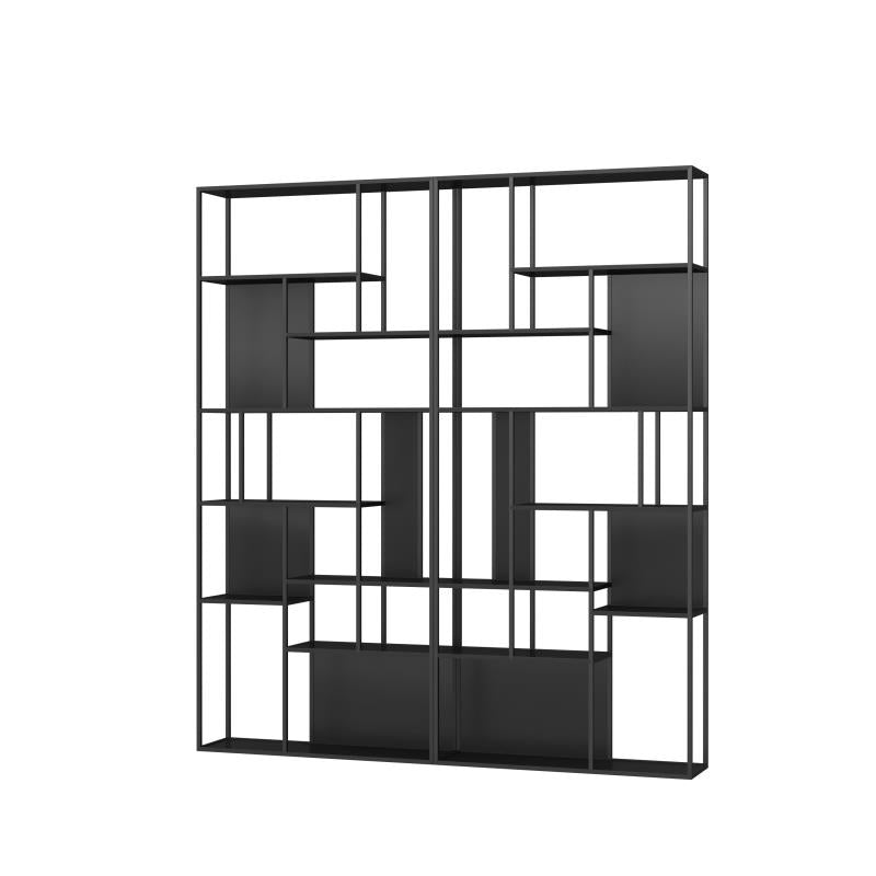 Modern Iron Geometric Shelf Living Room 78.74" Height Bookshelf Black Clearhalo 'Bookcases' 'furn' 'furn_bookcases' 'Furniture' 'Office Furniture' 5821130