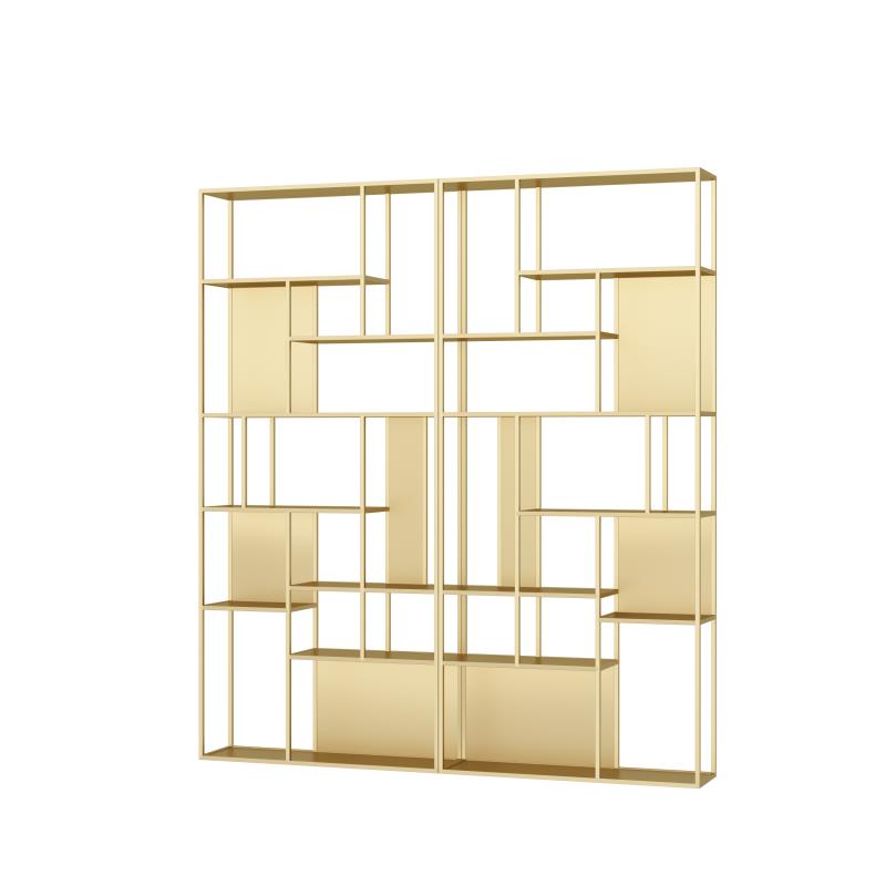 Modern Iron Geometric Shelf Living Room 78.74" Height Bookshelf Gold Clearhalo 'Bookcases' 'furn' 'furn_bookcases' 'Furniture' 'Office Furniture' 5821132