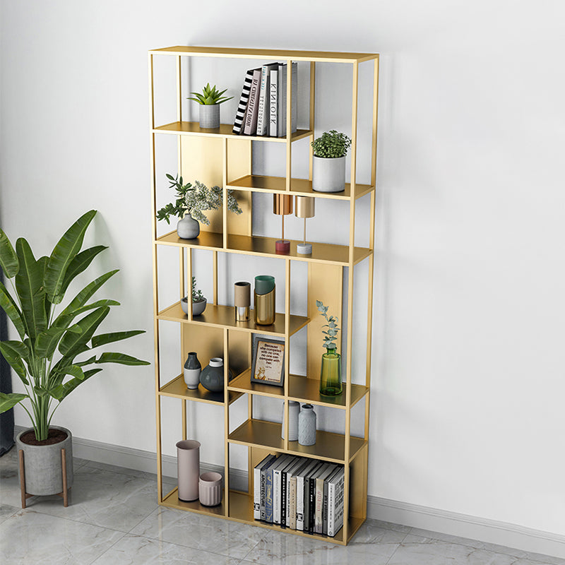 Modern Iron Geometric Shelf Living Room 78.74" Height Bookshelf Clearhalo 'Bookcases' 'furn' 'furn_bookcases' 'Furniture' 'Office Furniture' 5821137