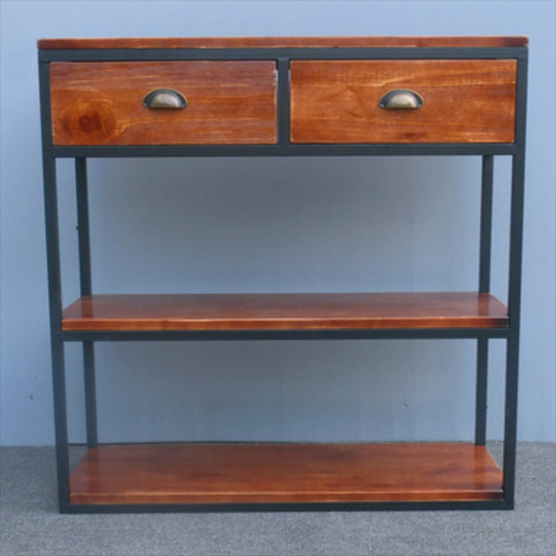 Libreria per mensole a casa aperta in metallo e legno contemporaneo con scaffali