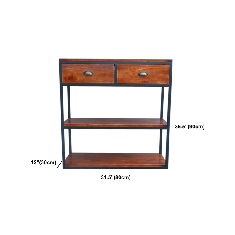 Libreria per mensole a casa aperta in metallo e legno contemporaneo con scaffali