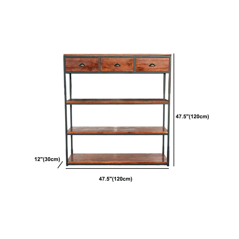Libreria per mensole a casa aperta in metallo e legno contemporaneo con scaffali