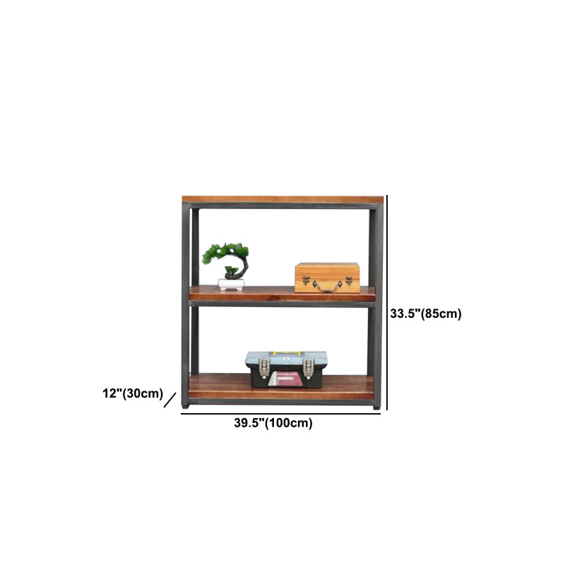 Libreria per mensole a casa aperta in metallo e legno contemporaneo con scaffali