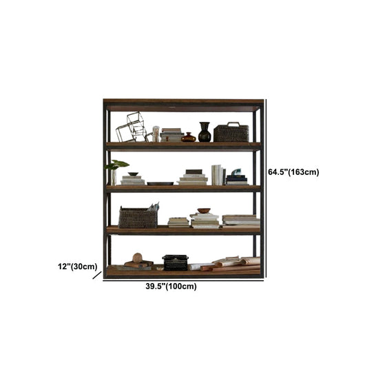 Libreria per mensole a casa aperta in metallo e legno contemporaneo con scaffali