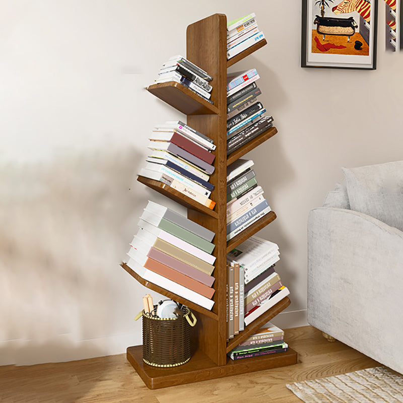 Modern Wood Bookshelf Geometric Vertical Open Shelf Bookcase 22"L x 11.8"W x 47.6"H Walnut Clearhalo 'Bookcases' 'furn' 'furn_bookcases' 'Furniture' 'Office Furniture' 5821322