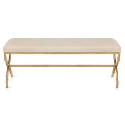 Panca di cotone beige glam panca in schiuma di colore solido con gambe per soggiorno