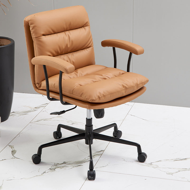 Contemporary Arm Chair Upholstered Adjustable Seat Height Office Chair Coffee 1 Piece Clearhalo 'furn' 'furn_office_chair' 'Furniture' 'Office Chairs' 'Office Furniture' 'office_chair' 5821438