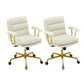 Contemporary Arm Chair Upholstered Adjustable Seat Height Office Chair Beige Gold 2 Piece Set Clearhalo 'furn' 'furn_office_chair' 'Furniture' 'Office Chairs' 'Office Furniture' 'office_chair' 5821442