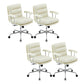 Contemporary Arm Chair Upholstered Adjustable Seat Height Office Chair Beige Silver 4 Piece Set Clearhalo 'furn' 'furn_office_chair' 'Furniture' 'Office Chairs' 'Office Furniture' 'office_chair' 5821444