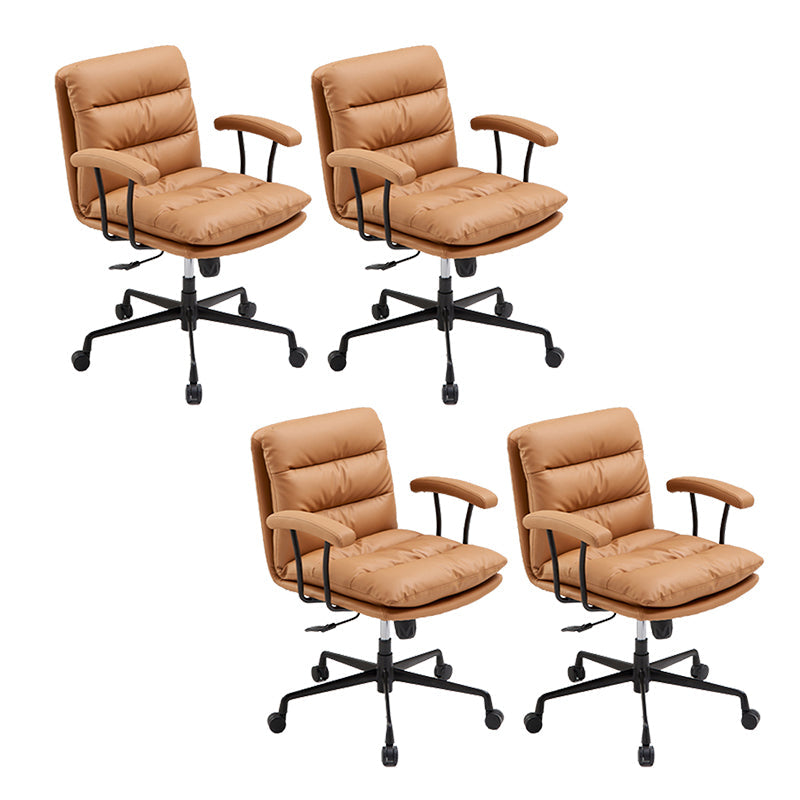 Contemporary Arm Chair Upholstered Adjustable Seat Height Office Chair Coffee 4 Piece Set Clearhalo 'furn' 'furn_office_chair' 'Furniture' 'Office Chairs' 'Office Furniture' 'office_chair' 5821446