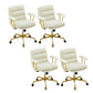Contemporary Arm Chair Upholstered Adjustable Seat Height Office Chair Beige Gold 4 Piece Set Clearhalo 'furn' 'furn_office_chair' 'Furniture' 'Office Chairs' 'Office Furniture' 'office_chair' 5821449