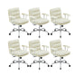 Contemporary Arm Chair Upholstered Adjustable Seat Height Office Chair Beige Silver 6 Piece Set Clearhalo 'furn' 'furn_office_chair' 'Furniture' 'Office Chairs' 'Office Furniture' 'office_chair' 5821450