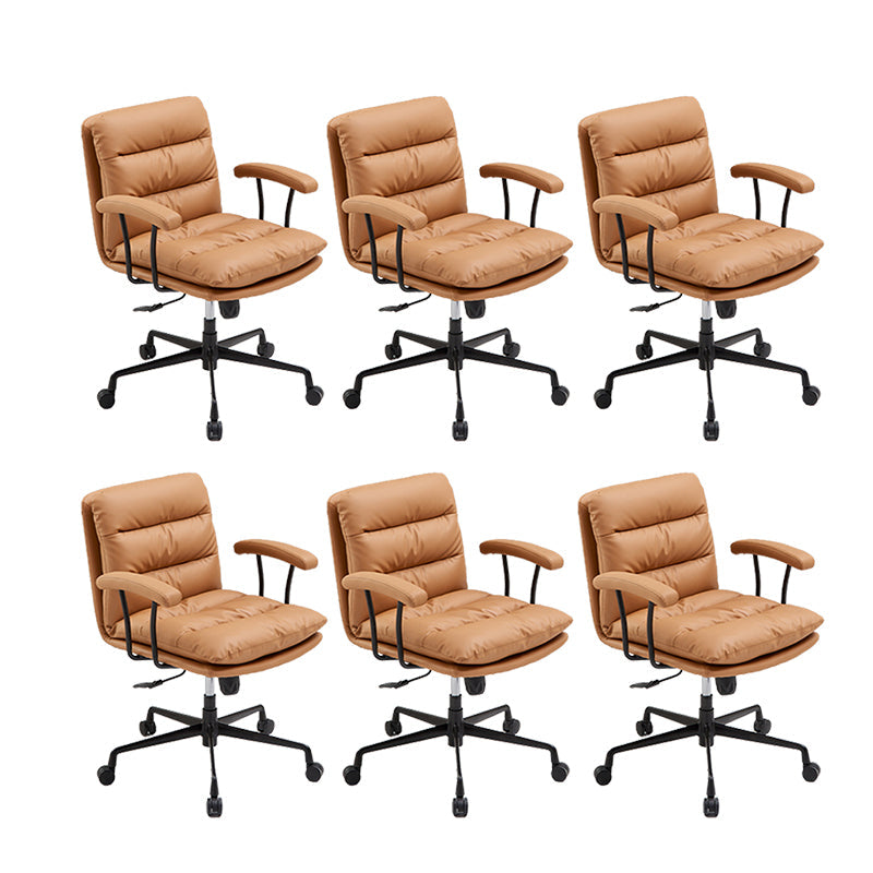Contemporary Arm Chair Upholstered Adjustable Seat Height Office Chair Coffee 6 Piece Set Clearhalo 'furn' 'furn_office_chair' 'Furniture' 'Office Chairs' 'Office Furniture' 'office_chair' 5821453