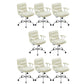 Contemporary Arm Chair Upholstered Adjustable Seat Height Office Chair Beige Silver 8 Piece Set Clearhalo 'furn' 'furn_office_chair' 'Furniture' 'Office Chairs' 'Office Furniture' 'office_chair' 5821456