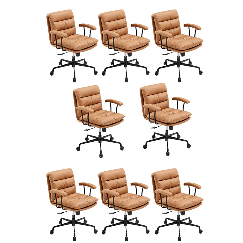Contemporary Arm Chair Upholstered Adjustable Seat Height Office Chair Coffee 8 Piece Set Clearhalo 'furn' 'furn_office_chair' 'Furniture' 'Office Chairs' 'Office Furniture' 'office_chair' 5821458