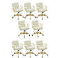 Contemporary Arm Chair Upholstered Adjustable Seat Height Office Chair Beige Gold 8 Piece Set Clearhalo 'furn' 'furn_office_chair' 'Furniture' 'Office Chairs' 'Office Furniture' 'office_chair' 5821461