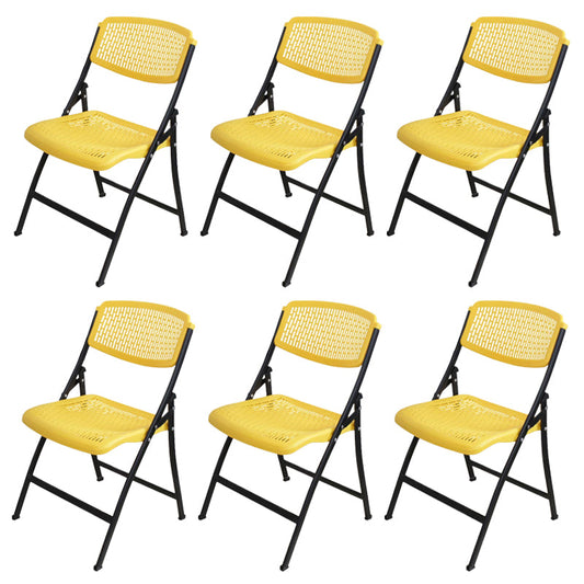 Armless Upholstered Conference Chair Plastic Low Back Conference Chair Yellow Without Writing Pad 6 Piece Set