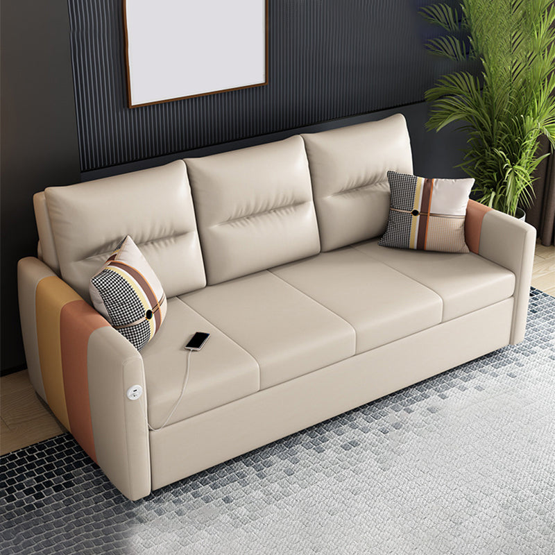 フェイクレザーソファ染色抵抗性縫製枕バックソファベッドライトブラウン