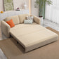 Foldable Light Brown Sofa Bed with Storage Sewn Pillow Back Sofa