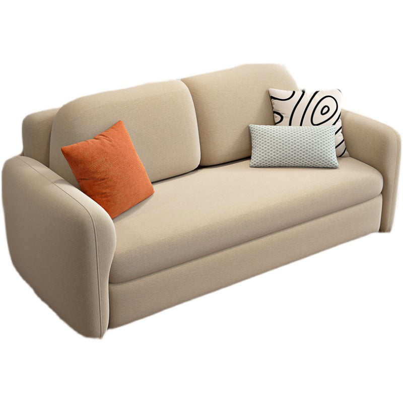 Foldable Light Brown Sofa Bed with Storage Sewn Pillow Back Sofa