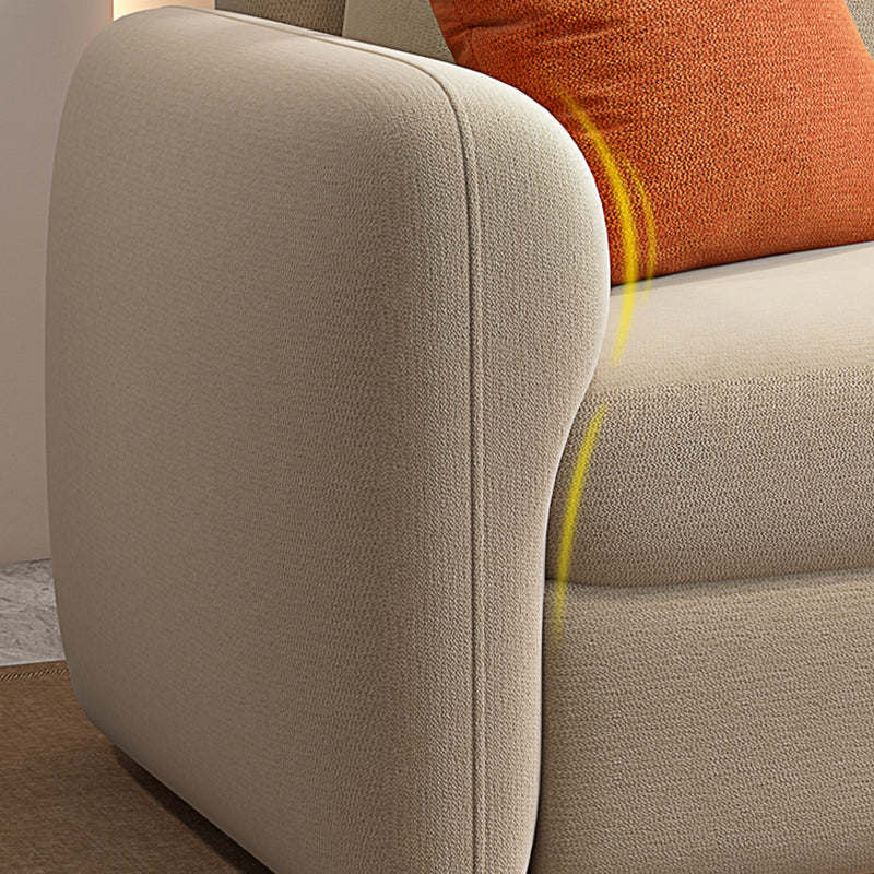 Foldable Light Brown Sofa Bed with Storage Sewn Pillow Back Sofa