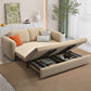 Foldable Light Brown Sofa Bed with Storage Sewn Pillow Back Sofa
