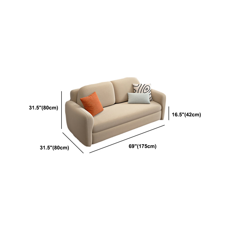 Foldable Light Brown Sofa Bed with Storage Sewn Pillow Back Sofa