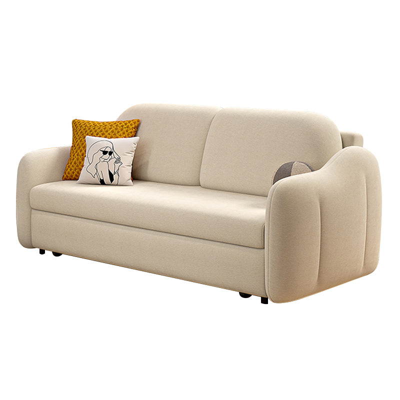 Beige Modern Slipcovered Sofa Bed Sloped Arm Sofa with Storage 49"L x 33.5"W x 33.5"H Clearhalo 'furn' 'furn_sofas' 'Furniture' 'Living Room Furniture' 'Sofa' 'sofas' 5822119
